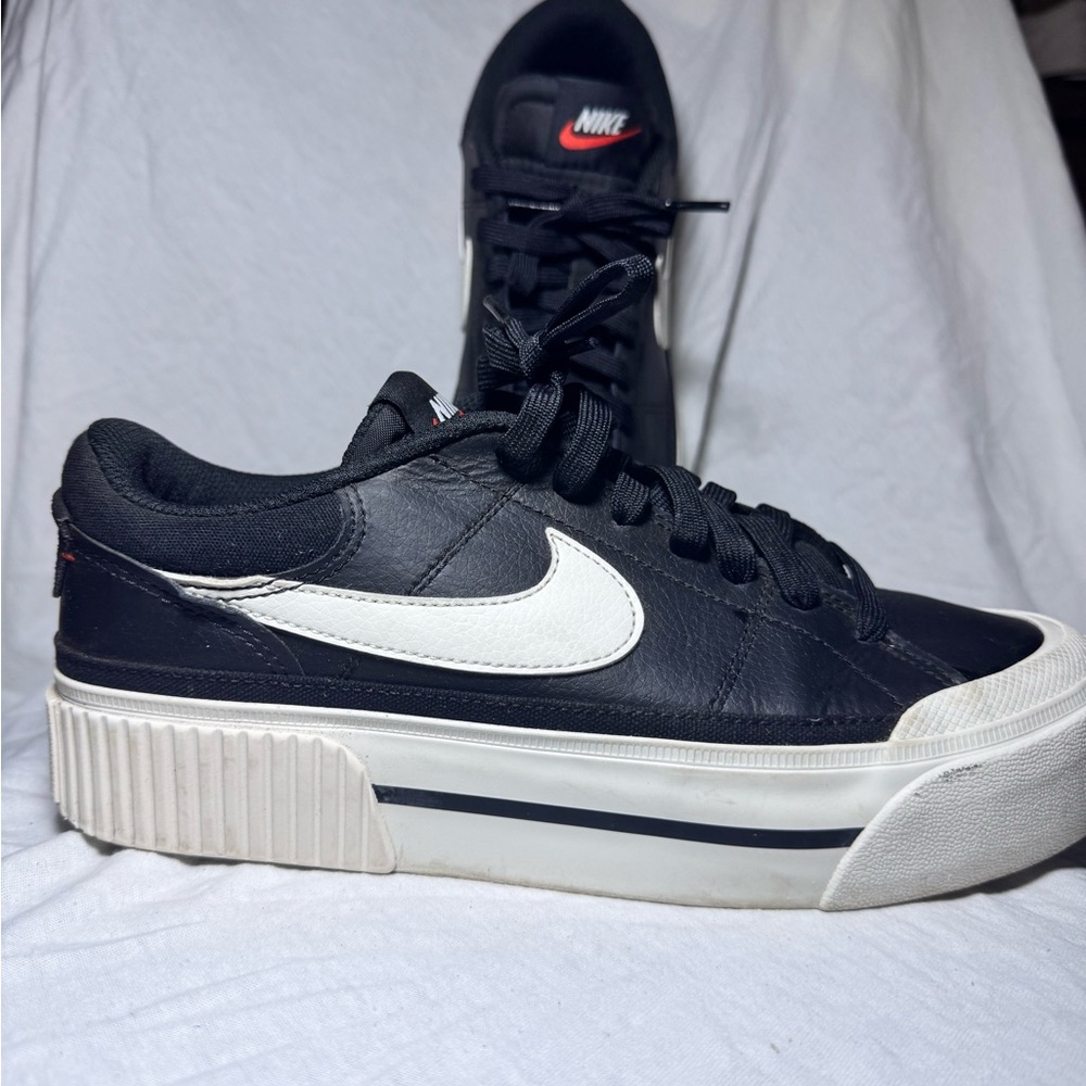 Nike Black and White Platform Sneakers